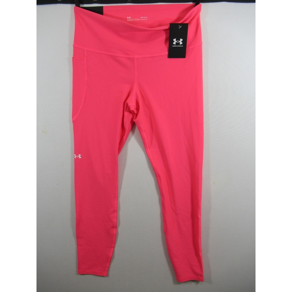 NEW Under Armour Tech Compression Leggings Women Large Hot Pink HeatGear 1365336